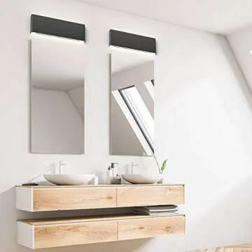 Ralbay 15.7in LED Black Wall Sconce 2-Pack Indoor Modern Black Wall Light Fixtures 14W LED Up and Down Black Bathroom Wall Lighting Fixtures Natural White Light 4500K