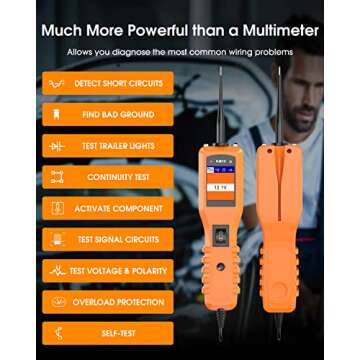 KZYEE KM10 Power Circuit Probe Kit, 12V 24V Automotive Circuit Tester Electrical System Tool, Digita...