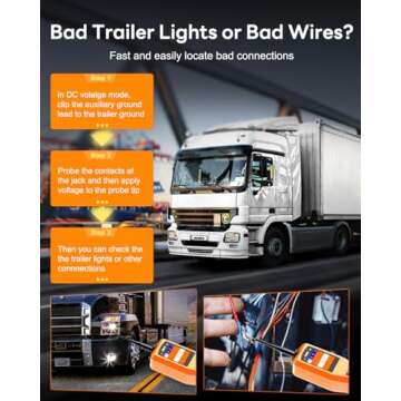 KZYEE KM10 Power Circuit Probe Kit, 12V 24V Automotive Circuit Tester Electrical System Tool, Digital Voltage Tester, Short Finder, AC DC Diode Resistance Current Probe Tester, 20FT+20FT Cable