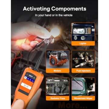 KZYEE KM10 Power Circuit Probe Kit, 12V 24V Automotive Circuit Tester Electrical System Tool, Digital Voltage Tester, Short Finder, AC DC Diode Resistance Current Probe Tester, 20FT+20FT Cable