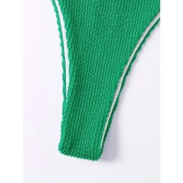 MakeMeChic Women's 2 Piece Bathing Suits Solid High Cut Bikini Set Underwire Swimsuits Green S