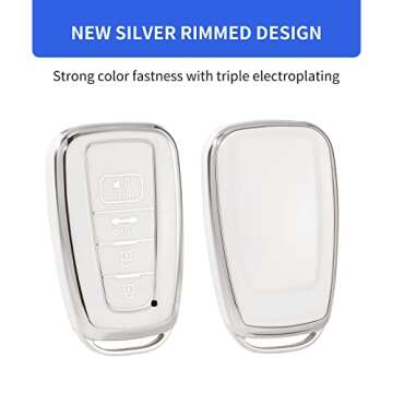 OFFCURVE for Toyota Key Fob Cover Premium Soft TPU Car Key Case Key Holder Fit for 2018-2022 Toyota RAV4 Camry Corolla Avalon C-HR Prius GT86 Highlander Car Smart Key Accessories, White