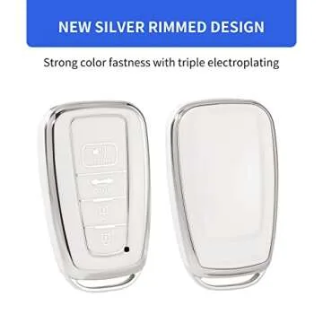 OFFCURVE for Toyota Key Fob Cover Premium Soft TPU Car Key Case Key Holder Fit for 2018-2022 Toyota RAV4 Camry Corolla Avalon C-HR Prius GT86 Highlander Car Smart Key Accessories, White