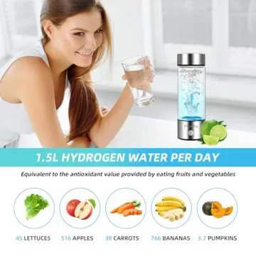 Hydrogen Water Bottle, Fiudiry Hydrogen Water Generator Improve Water Quality in 3 Minutes with Advanced SPE and PEM Technology Hydrogen Water Machine for Office, Travel and Daily Drinking