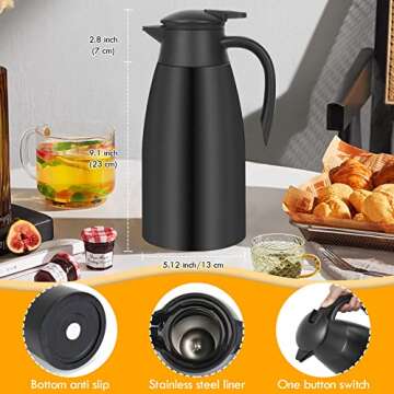 70oz Thermal Coffee Carafe Insulated Coffee Thermos, Stainless Steel Insulated Vacuum Coffee Carafes...