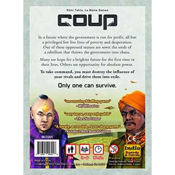 Coup Game Bundle Including Coup (The Dystopian Universe) and Coup Reformation Expansion by Indie Boards and Cards (2 Items)