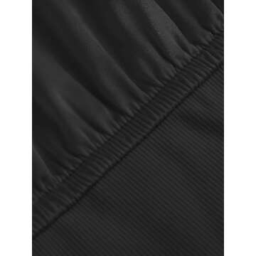 CIDER Women's French Riviera Vacation Satin Asymmetrical Neck Solid Ruched Bodysuit: Black, XX-Small