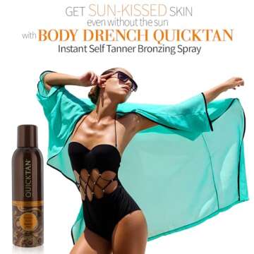 Body Drench QuickTan Instant Self Tanner Bronzing Spray, Salon-Quality Medium/Dark Tan, Streak-Free, All Natural Self Tan, Tinted Formula, 6 oz (2-Pack)