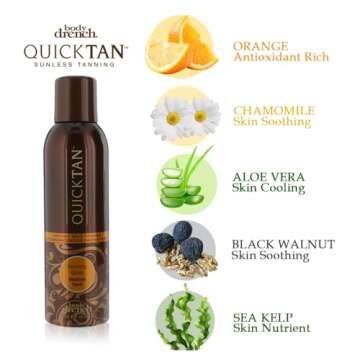 Body Drench QuickTan Instant Self Tanner Bronzing Spray, Salon-Quality Medium/Dark Tan, Streak-Free, All Natural Self Tan, Tinted Formula, 6 oz (2-Pack)