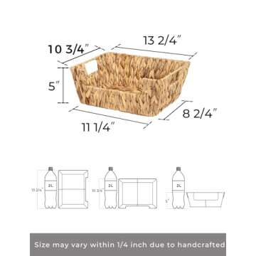 StorageWorks Handwoven Water Hyacinth Wicker Baskets for Stylish Storage and Organization, 2 Pack