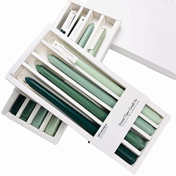 10" Taper Candles Set | Amber & Oud Scented Green Shades