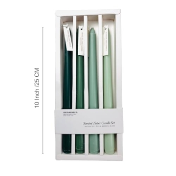 10" Taper Candles Set | Amber & Oud Scented Green Shades