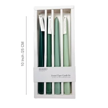 10" Taper Candles Set | Amber & Oud Scented Green Shades