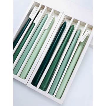 10" Taper Candles Set | Amber & Oud Scented Green Shades