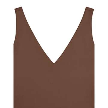 REORIA Summer Deep V Neck Sleeveless Bodysuit in X-Large