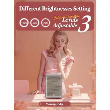 BOGDA Mini Skincare Fridge (4 Liter/6 Can) with Dimmable LED Light Mirror, Cooler and Warmer for Refrigerating Make Up, Skin Care and Food, Portable Mini Fridge for Bedroom, Office and Car, Pink