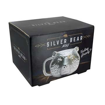 Silver Grizzly Bear Shaped Ceramic Coffee Mug