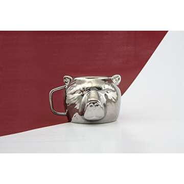 Silver Grizzly Bear Shaped Ceramic Coffee Mug
