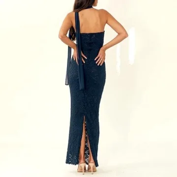 Floral Lace Maxi Dress for Women - Elegant Party Wear