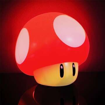 Paladone Super Mario Bros Mushroom Light with Sound, Nintendo Collectible Figure Lamp Gift for Fans, Themed Decor for Bedrooms or Gaming Rooms
