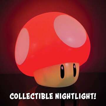 Paladone Super Mario Bros Mushroom Light with Sound, Nintendo Collectible Figure Lamp Gift for Fans, Themed Decor for Bedrooms or Gaming Rooms