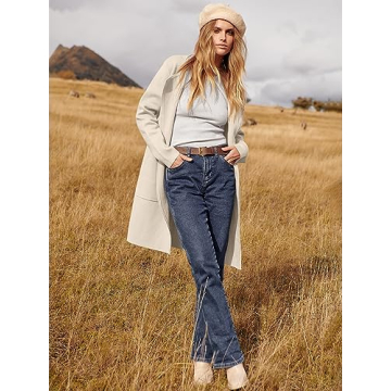 Caracilia Women's Open Front Cardigan Sweaters Long Knit Oversized Dressy Casual Coatigan Jackets 2024 Fall Winter Coats Beige S