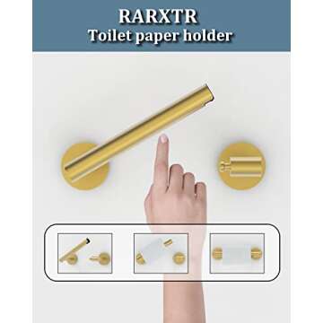 RARXTR Gold 2 Pack Toilet Paper Holder SUS304 Stainless Steel Double Post Pivoting Toilet Paper Roll...