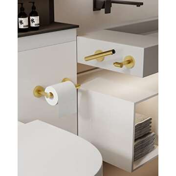 RARXTR Gold 2 Pack Toilet Paper Holder SUS304 Stainless Steel Double Post Pivoting Toilet Paper Roll Holder Wall Mounted Toilet Tissue Holder for Commercial Bathroom RV