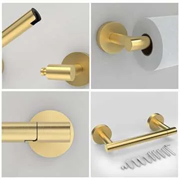 RARXTR Gold 2 Pack Toilet Paper Holder SUS304 Stainless Steel Double Post Pivoting Toilet Paper Roll Holder Wall Mounted Toilet Tissue Holder for Commercial Bathroom RV