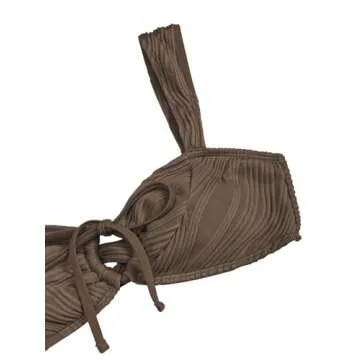 ZAFUL Women's Knotted Tied Side Bikini Swimsuit - XL Brown