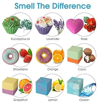 Colorful 10 Bath Bombs Gift Set for Kids & Adults