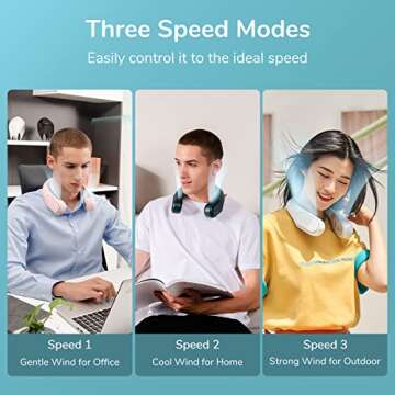 JISULIFE Four Turbo Neck Fan Bladeless, Portable Hand Free for Outdoor, Personal Wearable with Rechargeable Battery, Powerful & Low Noise Gifts for Men/Friends/Family - Green