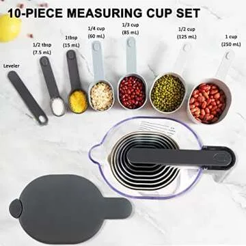 Recogwood 10-Piece Stackable Measuring Cup and Spoon Set