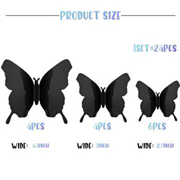 BBTO 36 Pieces Butterfly Wall Stickers - 3D Removable Decor