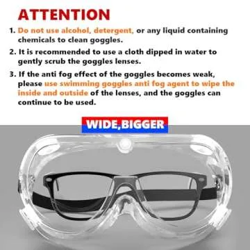 Super More Anti-Fog Protective Safety Goggles Clear Lens Wide-Vision Adjustable Chemical Splash Eye Protection Soft Lightweight Eyewear