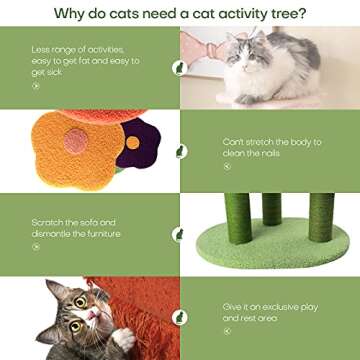 SENNAUX 28" Flower Cat Tree with Scratching Post