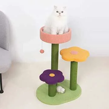 SENNAUX 28" Flower Cat Tree with Scratching Post