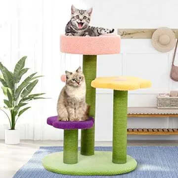 SENNAUX 28" Flower Cat Tree with Scratching Post