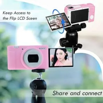 Rieibi ZV-1F Case, Soft Silicone Protective Case for Sony ZV1F/ZV-1M2/ZV-1 Mark II Vlog Camera, Lightweight ZV1F Case - Pink