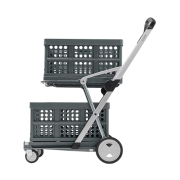 CLAX® The Original Mobile Folding Trolley - Multi Use Collapsible Cart with 2 Crates