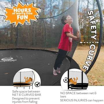 JUMPZYLLA Trampoline 8FT 10FT 12FT 14FT 15FT 16FT Trampoline Outdoor with Enclosure - Recreational Trampolines with Ladder and AntiRust Coating, ASTM Approval Outdoor Trampoline for Kids