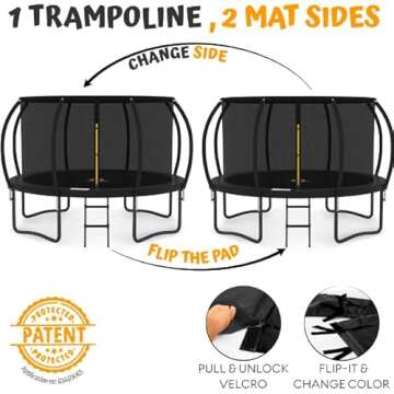 JUMPZYLLA Trampoline 8FT 10FT 12FT 14FT 15FT 16FT Trampoline Outdoor with Enclosure - Recreational Trampolines with Ladder and AntiRust Coating, ASTM Approval Outdoor Trampoline for Kids