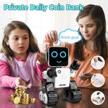 okk Robot Toys for Kids, Programmable Remote Control Robot, Interactive Toys with Coin Piggy Bank, Smart Robot with LED and Tray, Walking Talking Singing Dancing Robot Gift for Boys Girls