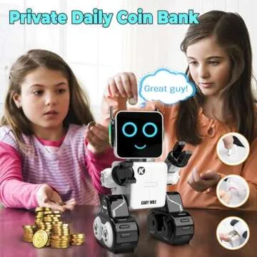 okk Robot Toys for Kids, Programmable Remote Control Robot, Interactive Toys with Coin Piggy Bank, Smart Robot with LED and Tray, Walking Talking Singing Dancing Robot Gift for Boys Girls