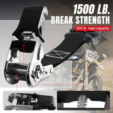 Jack Boss Ratchet Tie Down Straps Set,1500 lbs Break Strength, 1" x 15' Heavy Duty Ratchet Straps wi...