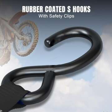 Jack Boss Ratchet Tie Down Straps Set,1500 lbs Break Strength, 1" x 15' Heavy Duty Ratchet Straps with 4X Soft Loops Padded Handles Coated S Hook, Fits for Moving Appliances Motorcycle ATV Truck,Black