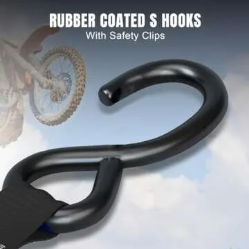 Jack Boss Ratchet Tie Down Straps Set,1500 lbs Break Strength, 1" x 15' Heavy Duty Ratchet Straps with 4X Soft Loops Padded Handles Coated S Hook, Fits for Moving Appliances Motorcycle ATV Truck,Black