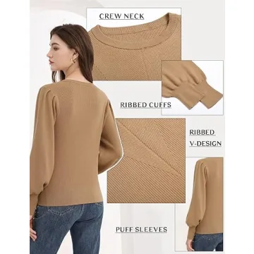 Tapata Women Pullover Sweater with Puff Sleeves