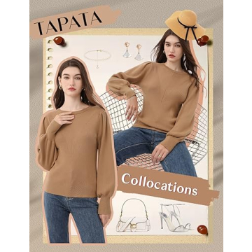 Tapata Women Pullover Sweater with Puff Sleeves