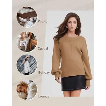 Tapata Women Pullover Sweater with Puff Sleeves